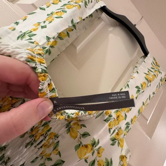 Anthropologie Lemon 🍋 Print Dress in White and Yellow - Picture 3 of 5